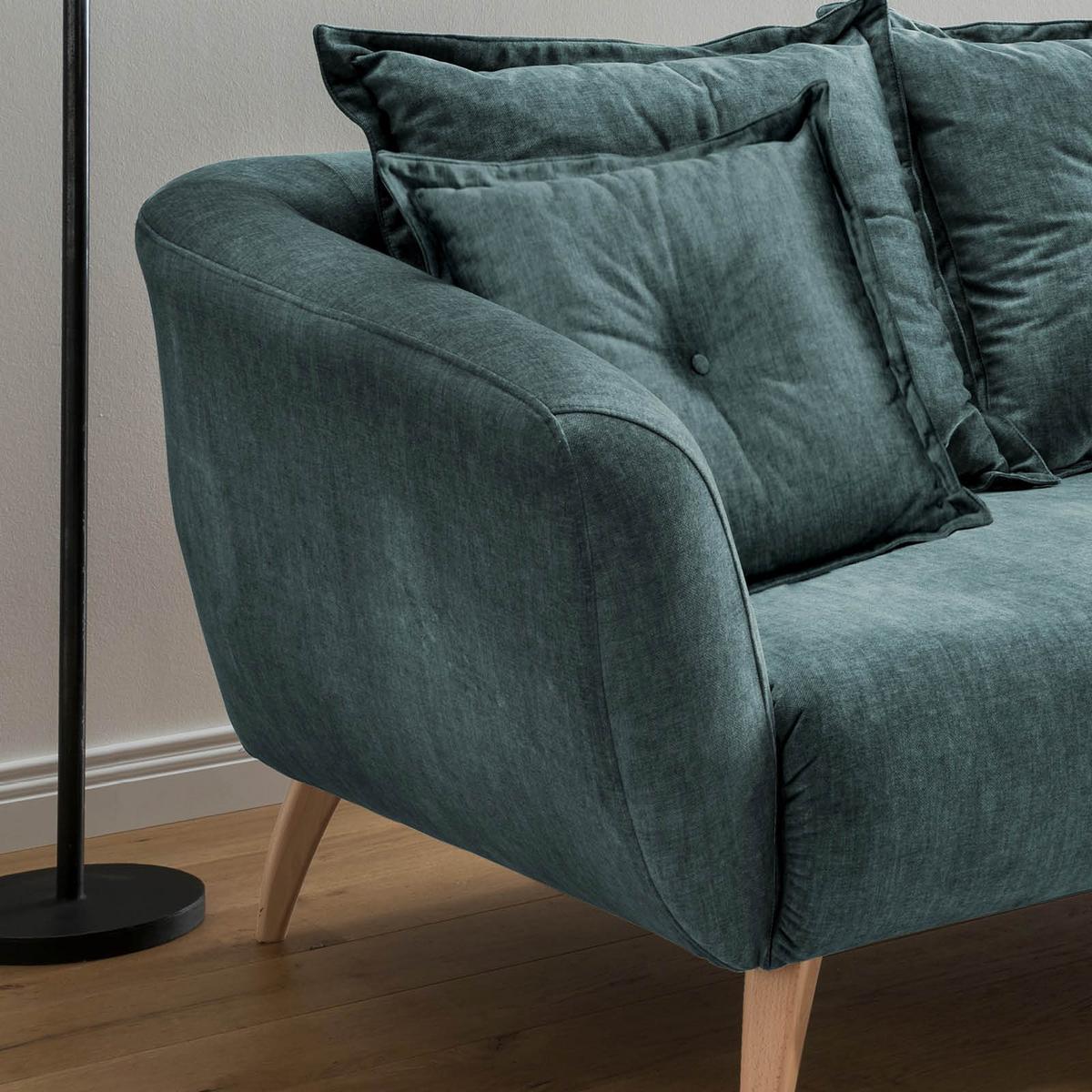 Ecksofa Baggio Blau/Grün S: 277/162 cm - Blau/Buchefarben, MODERN, Holz/Textil (277/162cm) - Livetastic