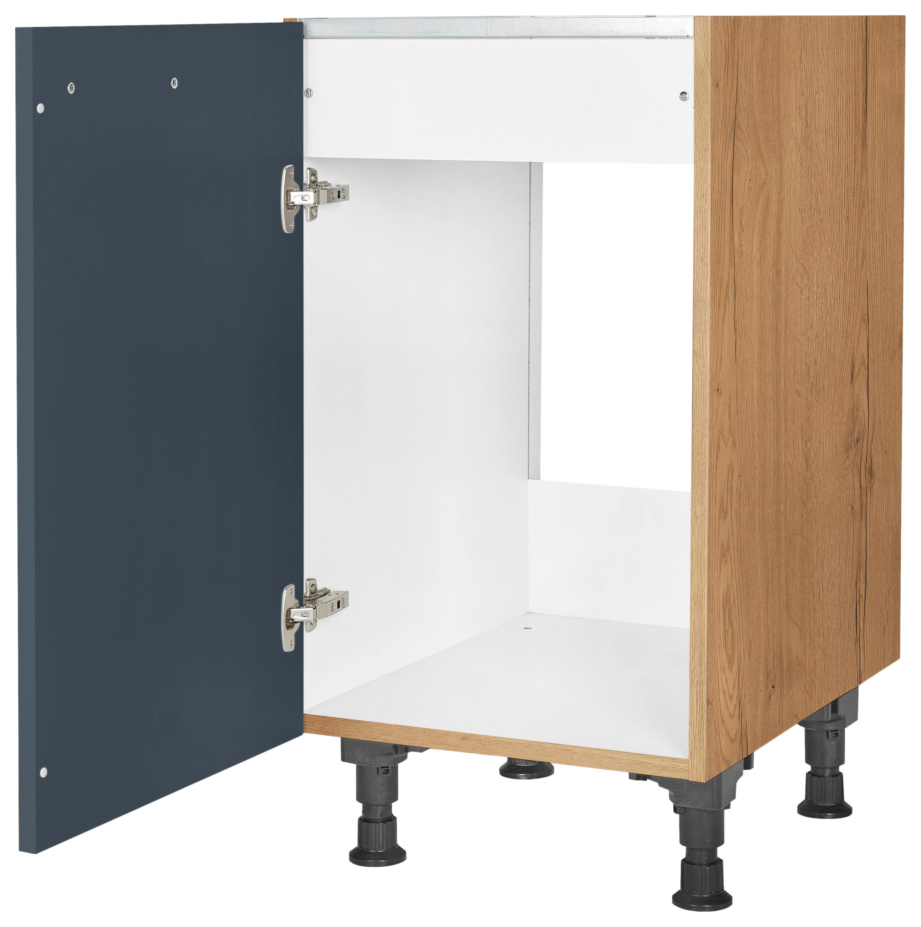 Spülenunterschrank Easytouch - Blau/Eichefarben, MODERN, Holzwerkstoff (45/87/56cm) - Nobilia