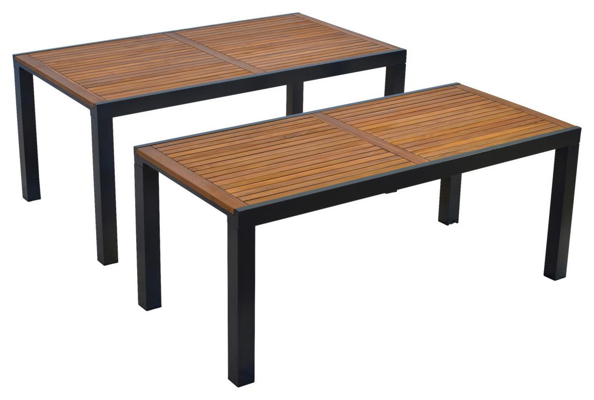 Gartengarnitur Santorin - Graphitfarben/Naturfarben, MODERN, Holz/Metall - Gardenson