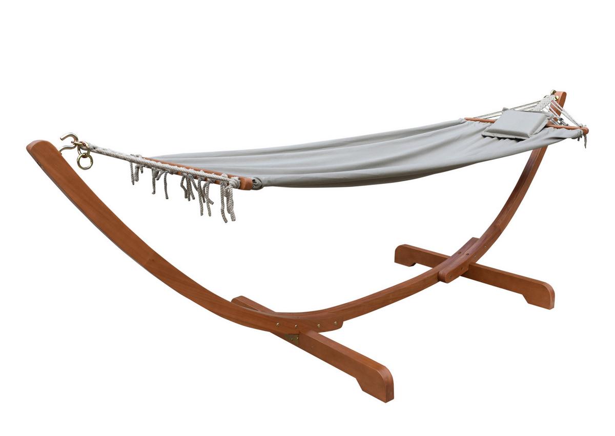 Hängematte Madeira - Eukalyptusholzfarben/Braun, MODERN, Holz/Textil (195/80/108cm) - Gardenson