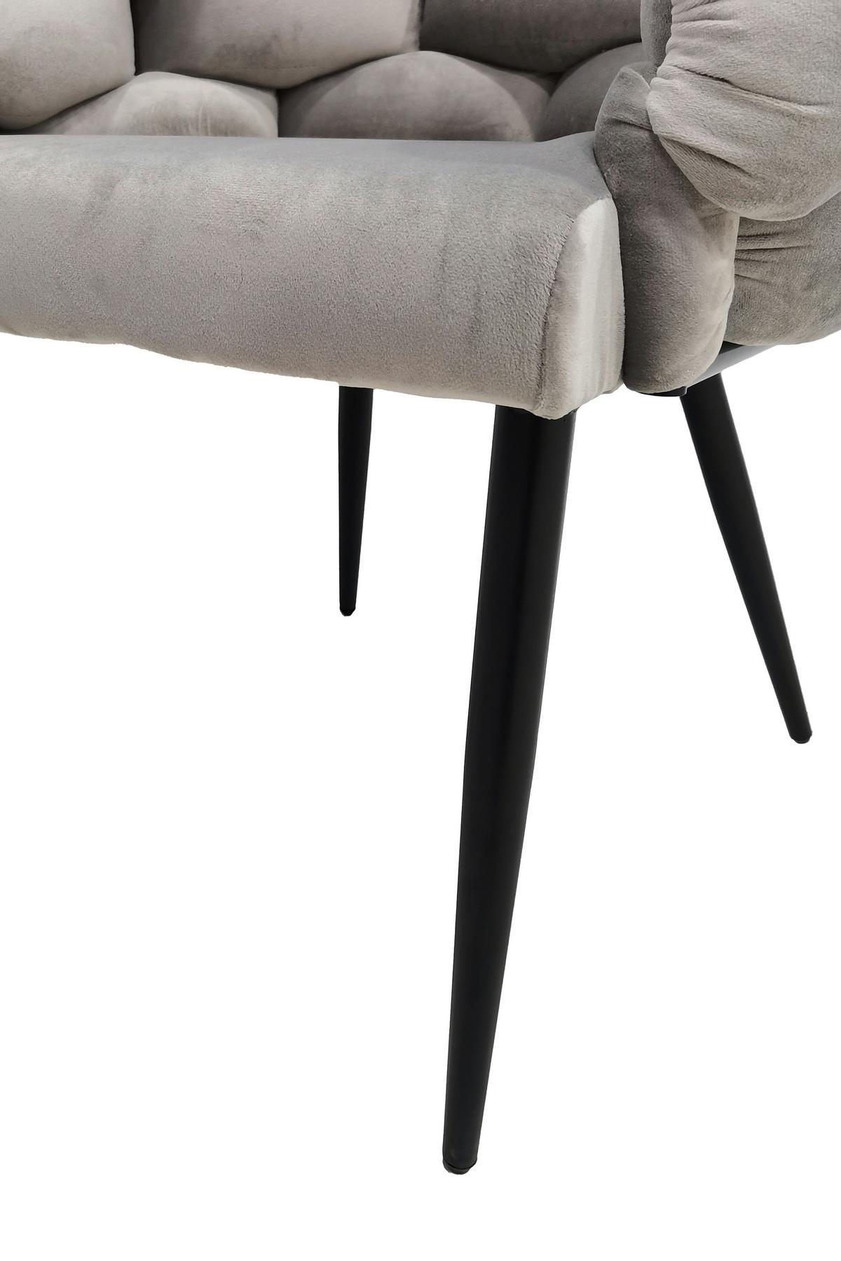 Armlehnstuhl-set Grace 125 - Taupe/Schwarz, MODERN, Textil/Metall (65/79/61cm) - Kayoom