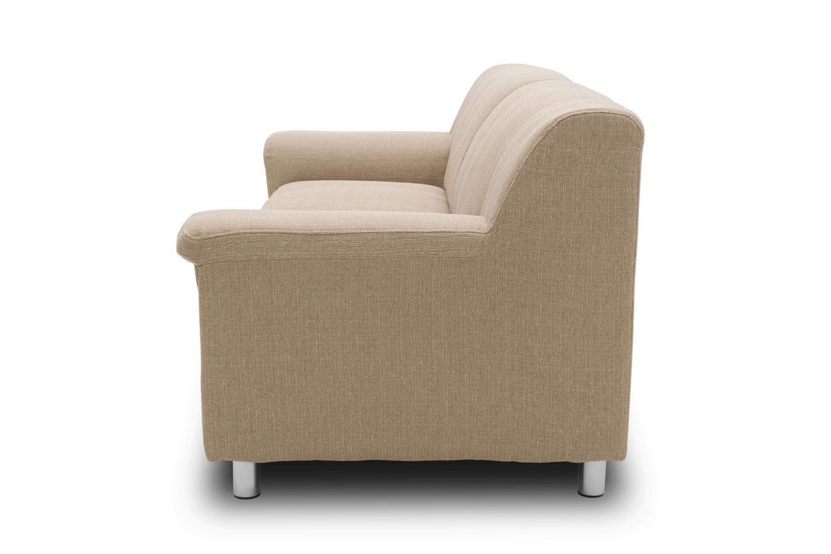 3-Sitzer-Sofa Jamie Rücken Echt Beige Webstoff - Chromfarben/Beige, KONVENTIONELL, Textil (190/72/80cm) - MID.YOU
