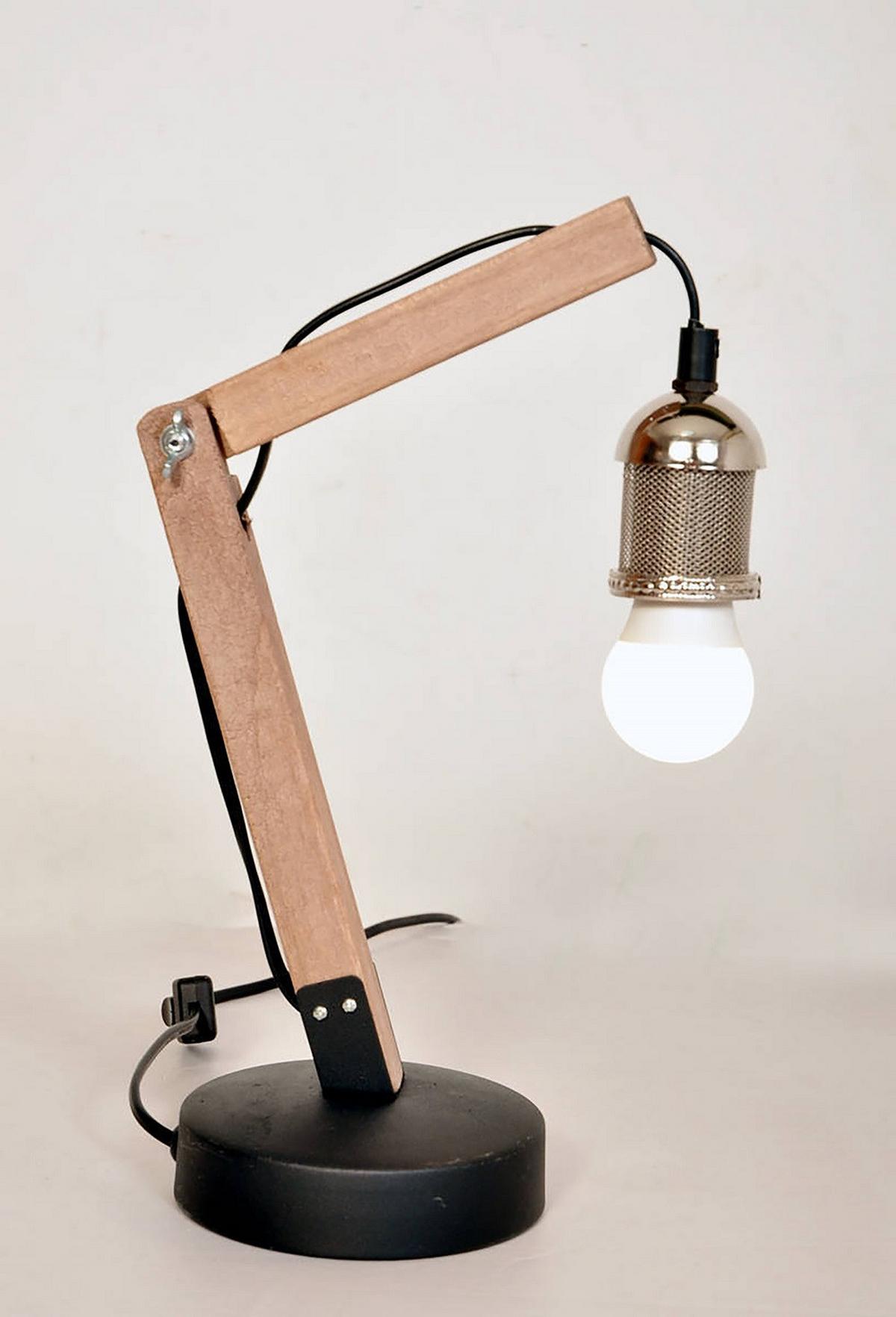 Tischlampe Rossa Silberfarben/ Braun/schwarz - Silberfarben/Schwarz, Trend, Holz/Metall (16/13/38,5cm) - Kayoom