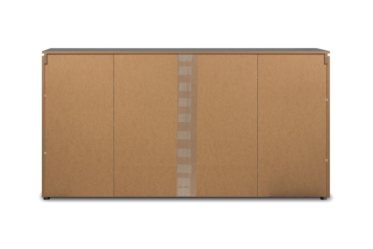 Sideboard grifflos 177,5cm Brest Weiß - Weiß Hochglanz/Silberfarben, Design, Holzwerkstoff (177,5/92/40cm) - Livetastic