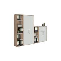 Aktenschrank Office Edition Weiß/Eiche Dekor B: 257cm - Eichefarben/Weiß, MODERN, Holzwerkstoff (257/185,6/33cm) - MID.YOU