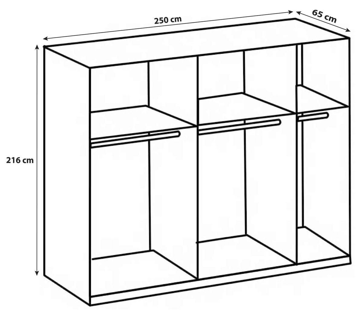 Schwebetürenschrank B: 250 Cm Level, Weiß/eiche Dekor - Eichefarben/Weiß, MODERN, Holzwerkstoff (250/216/65cm) - MID.YOU