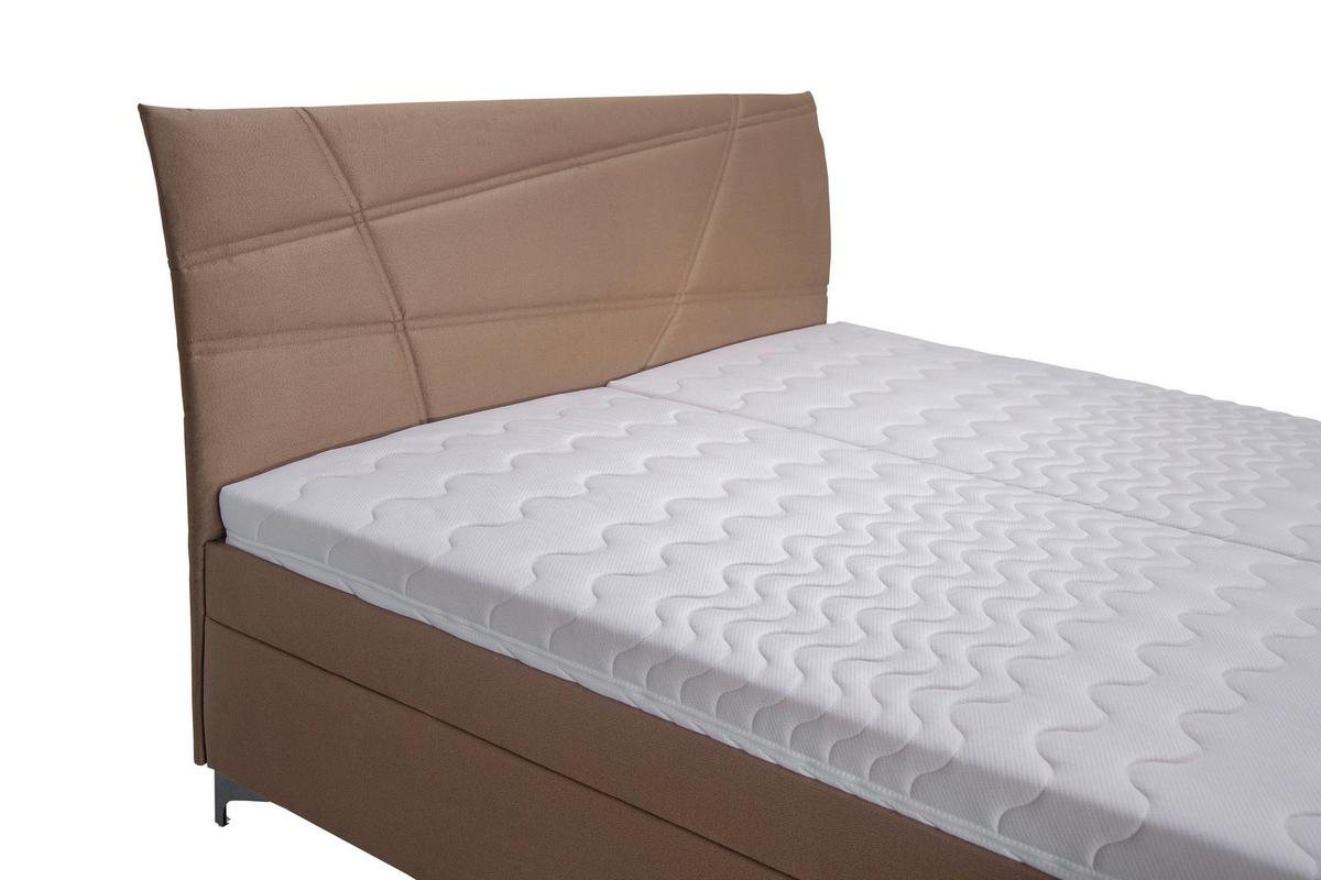 Čalouněná postel LAUREN 180x200, hnědý nugát, koženka - bílá/barvy chromu, Konvenční, dřevo/textil (180/200cm)