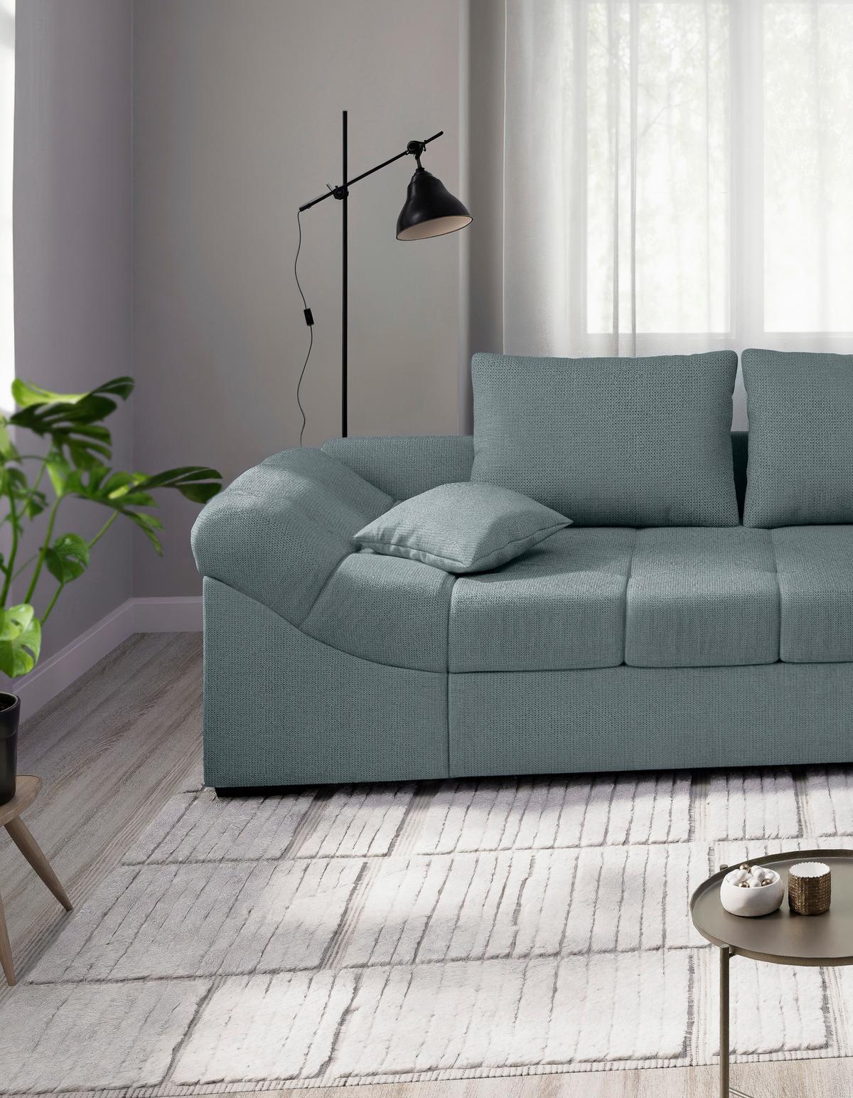 Eckschlafsofa Alvito Mintgrün S: 298x202 Cm - Schwarz/Mintgrün, MODERN, Textil (298/202cm) - MID.YOU