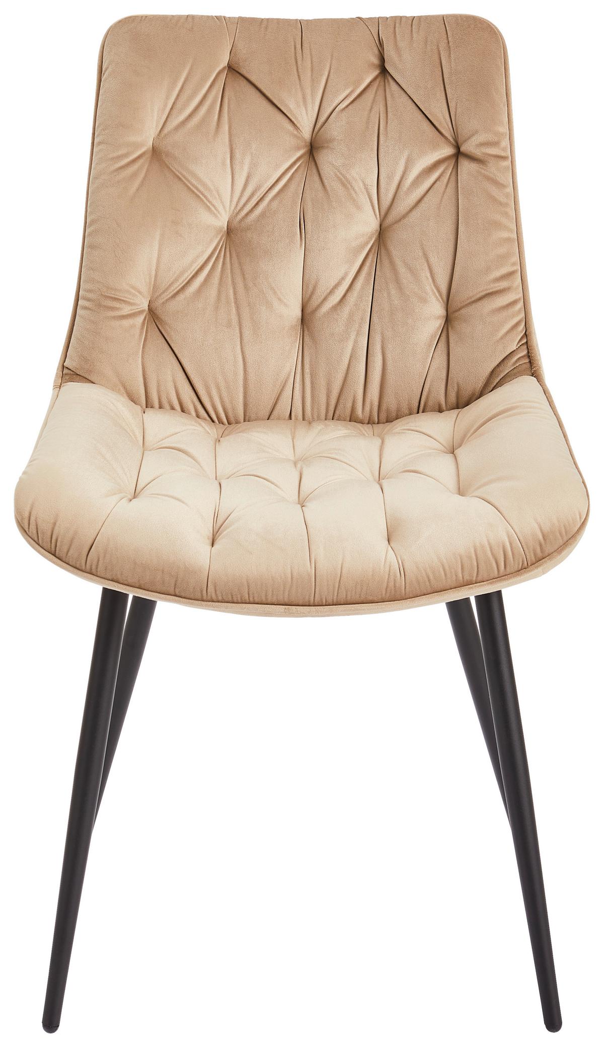 Esszimmerstuhl Langford Taupe Echtholz Beine - Taupe/Schwarz, MODERN, Holz/Textil (52/85/59cm) - Livetastic
