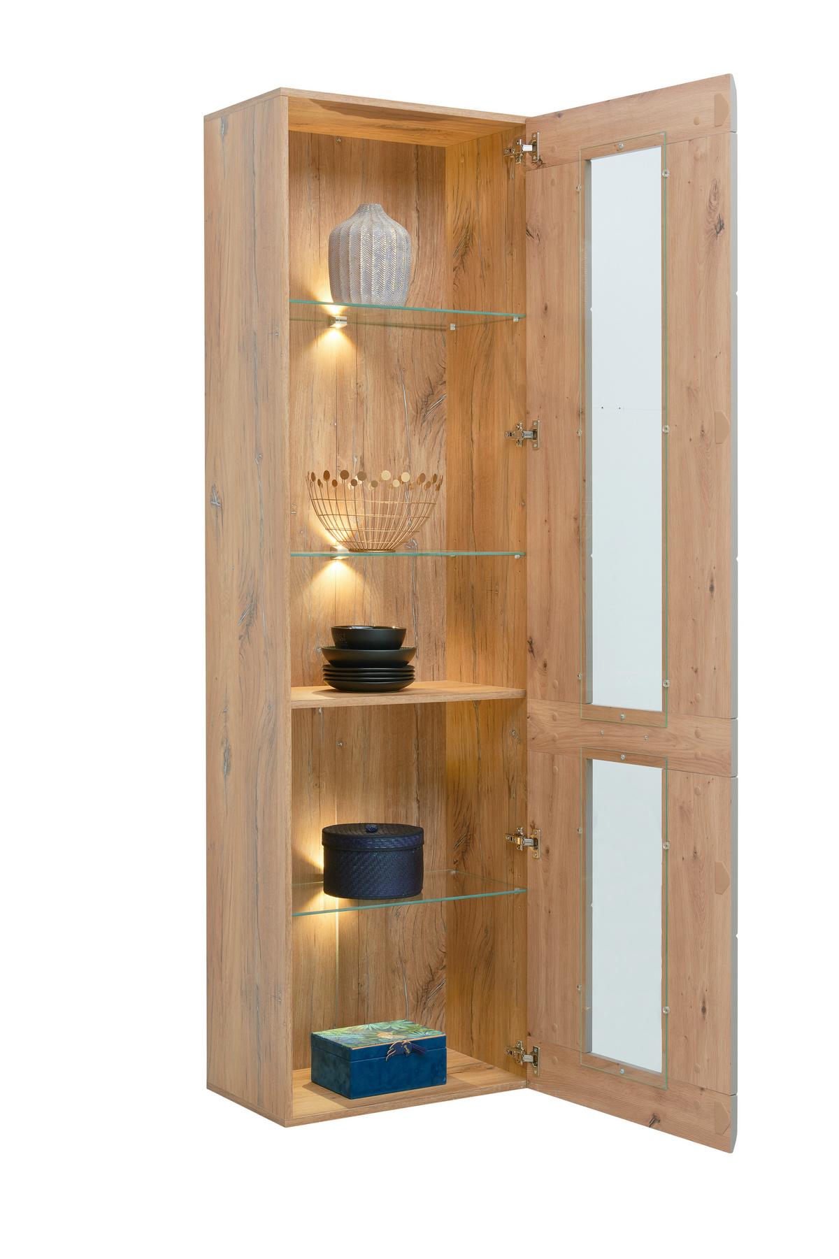 Vitrine Auris B: 60 Cm Eiche/basalt - Grau, MODERN, Glas/Holzwerkstoff (60/204,2/37,1cm) - Luca Bessoni