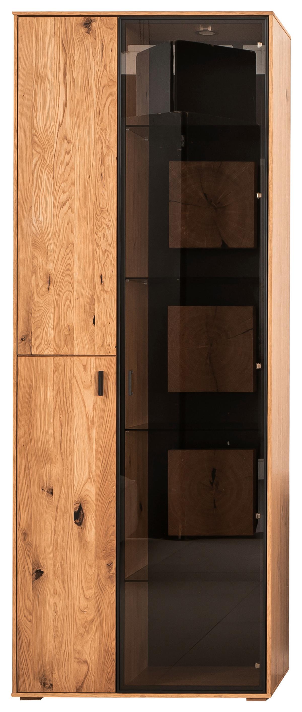 Vitrine Assini Wildeiche B: 78 cm - Wildeiche, Design, Glas/Holz (78/206/37cm) - MID.YOU