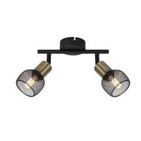 Strahler Fiastra 2-flammig Verstellbar L: 22 Cm - Schwarz, Basics, Metall (22/8/14cm) - Globo