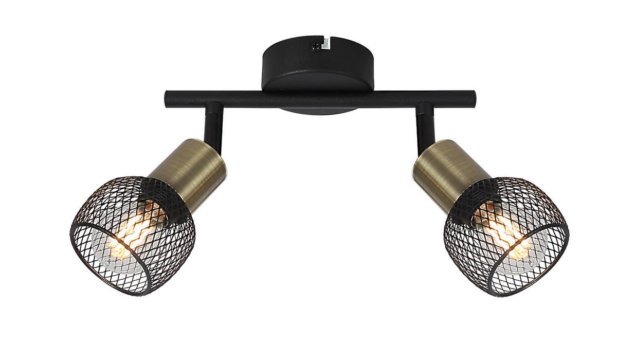 Strahler Fiastra 2-flammig Verstellbar L: 22 Cm - Schwarz, Basics, Metall (22/8/14cm) - Globo