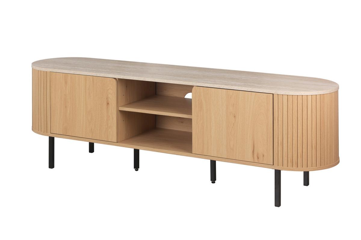 Lowboard Fabia Eichefarben B: 160cm - Eichefarben/Schwarz, Design, Holzwerkstoff (160/52/40cm) - MID.YOU