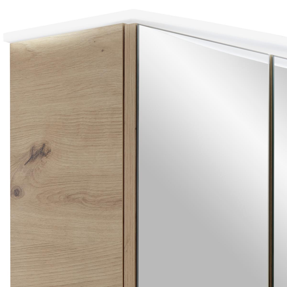 Spiegelschrank Avensis Mit Led 3-Türig BxHxT: 75x73x20,5 cm - Klar/Eichefarben, MODERN, Glas/Holzwerkstoff (75/73/20,5cm) - Luca Bessoni