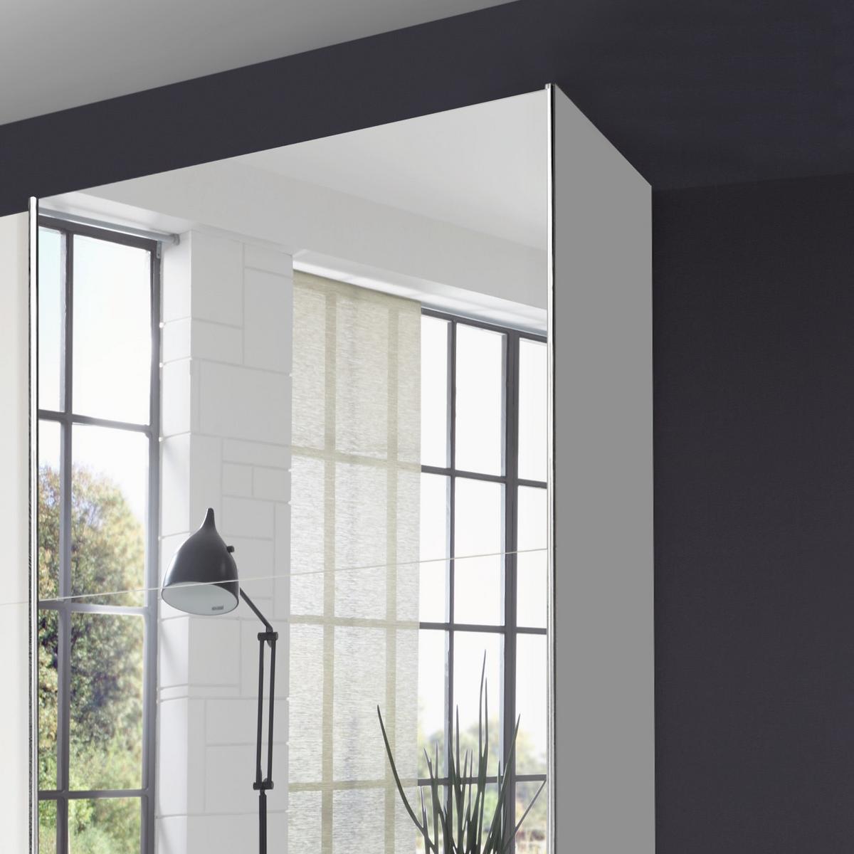 Schwebetürenschrank mit Spiegel 250cm Level 36a, Weiß Dekor - Weiß, MODERN, Glas/Holzwerkstoff (250/216/65cm) - MID.YOU