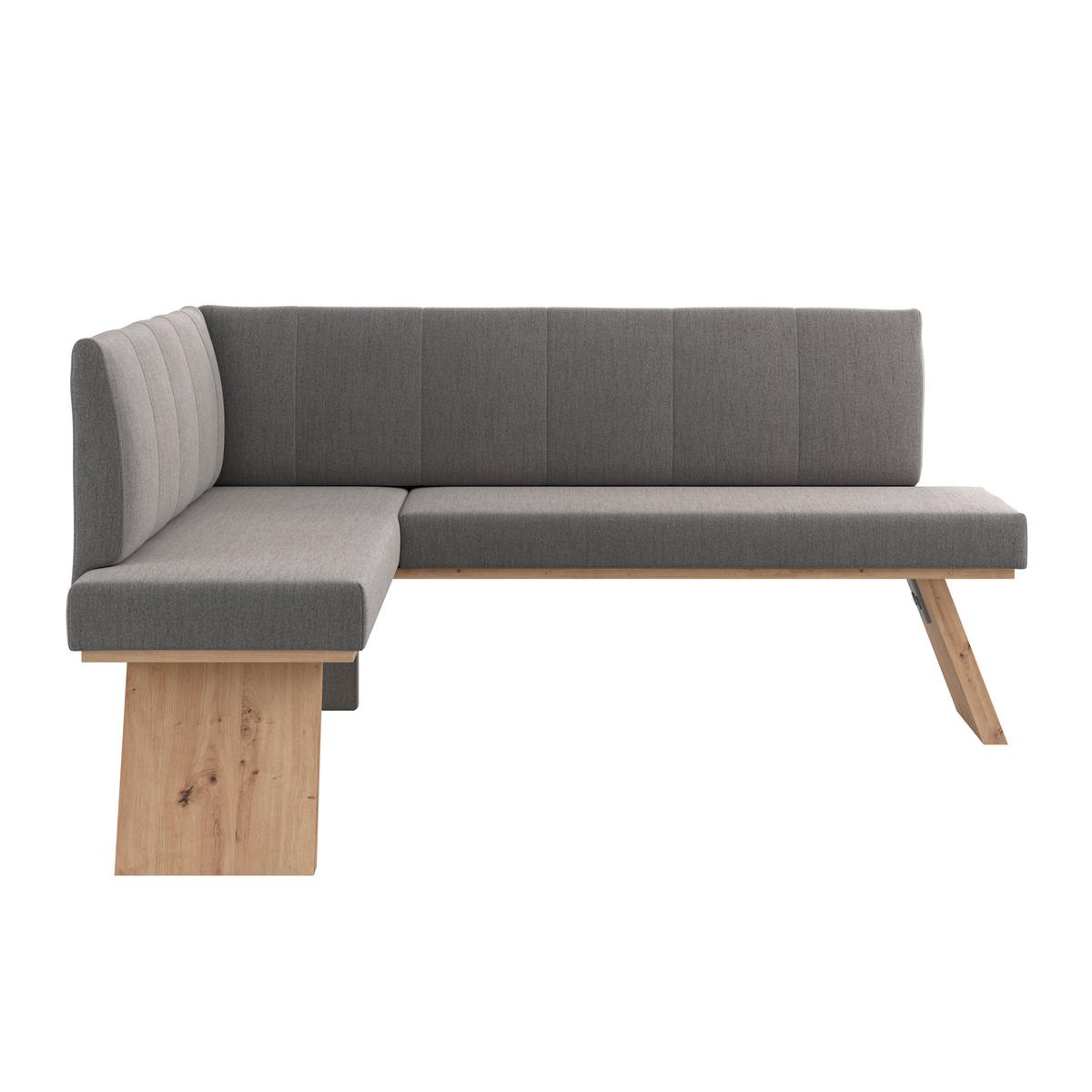 Eckbank Emma Ii Webstoff Grau, B: 140 Cm - Eichefarben/Grau, KONVENTIONELL, Holzwerkstoff/Textil (140/160cm)