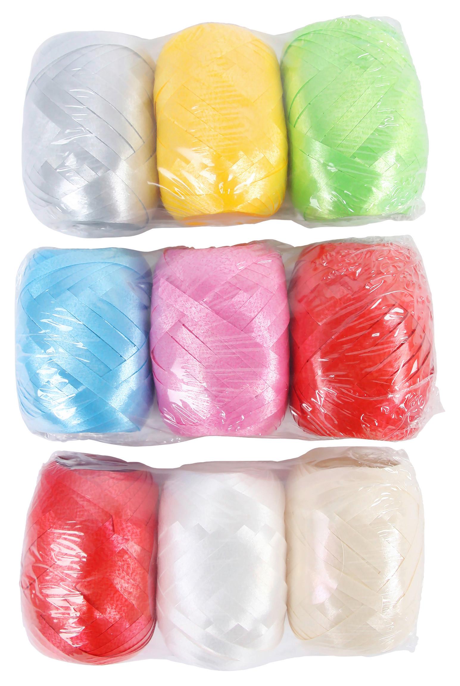 Geschenkband 3er Pkg. America Versch. Farben Kunststoff - Gelb/Altrosa, Kunststoff (2000cm)