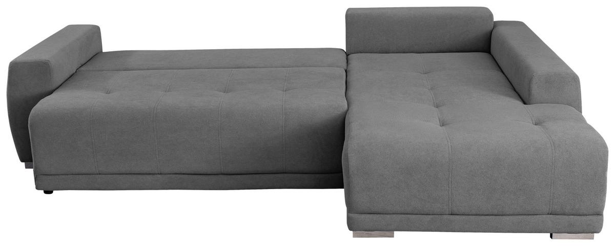 Ecksofa Madeleine Dunkelgrau S: 280x204cm - Dunkelgrau/Silberfarben, Design, Textil (280/204cm) - MID.YOU