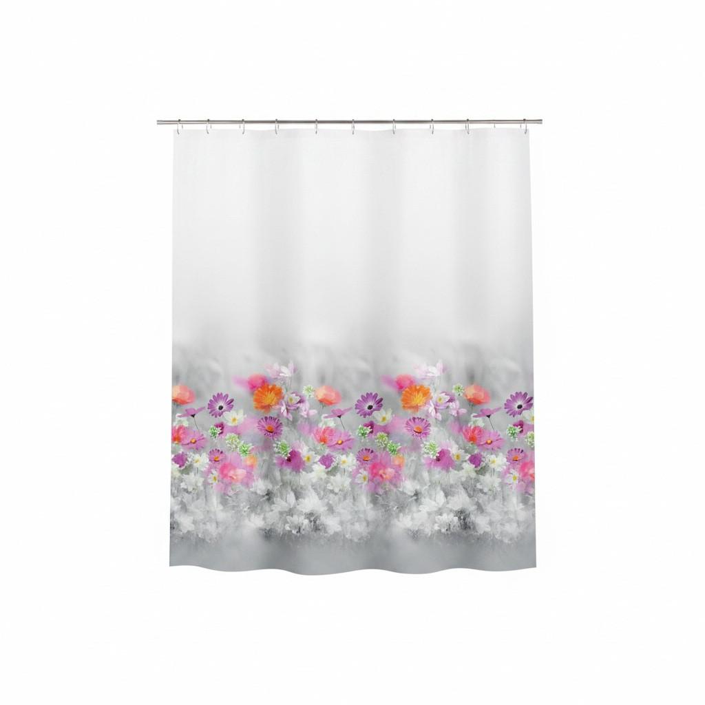 Duschvorhang in Grau/Rosa Textil/Mischgewebe - Grau, Basics, Textil (180/200cm) - Spirella
