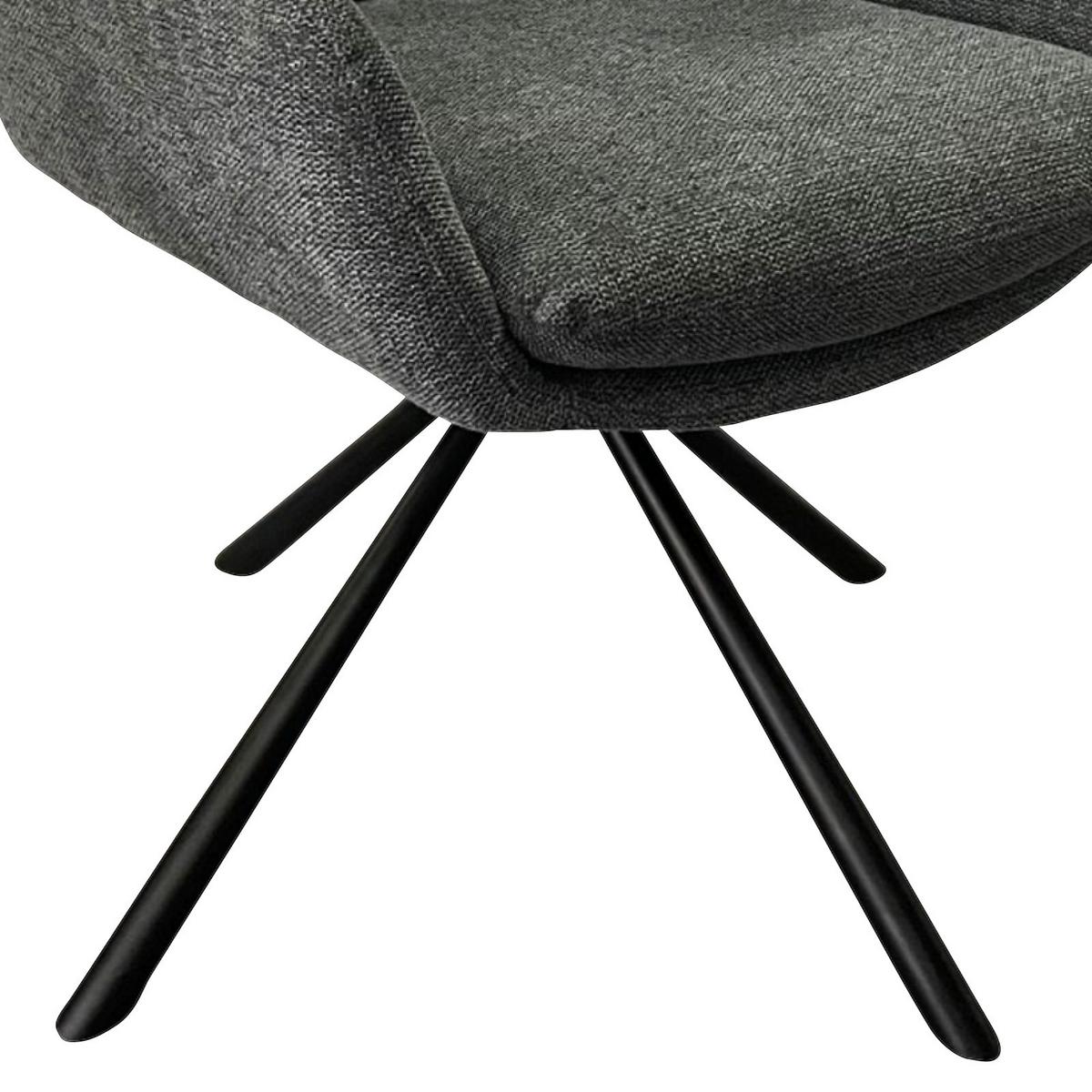 Armlehnstuhl Giovanni Grau Gepolstert, Drehbar - Schwarz/Grau, KONVENTIONELL, Textil/Metall (62/91/69cm)