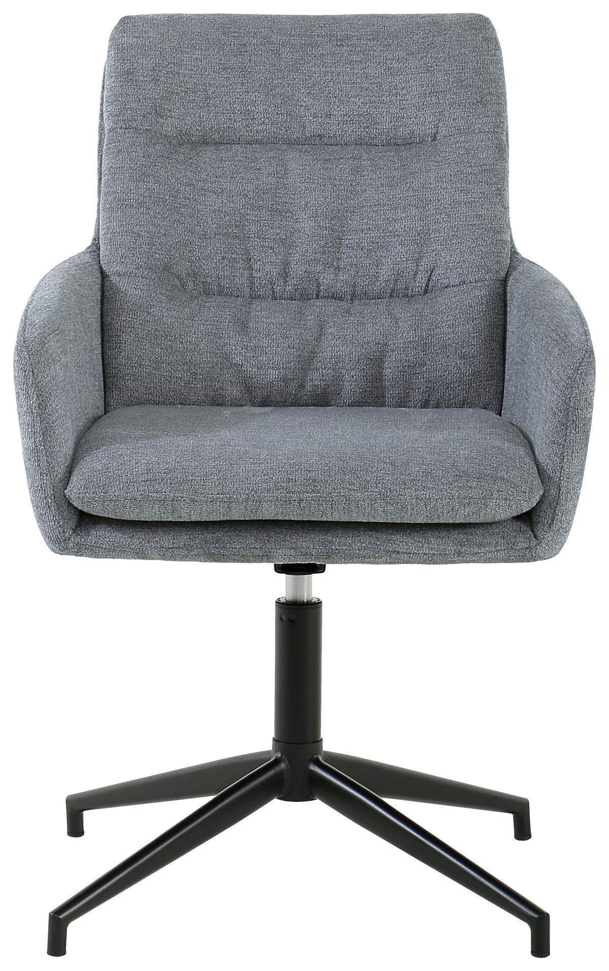 Armlehnstuhl Patrice Grau, Sitzfl. 360° drehbar - Schwarz/Grau, Design, Holz/Textil (57/88/67cm) - MID.YOU
