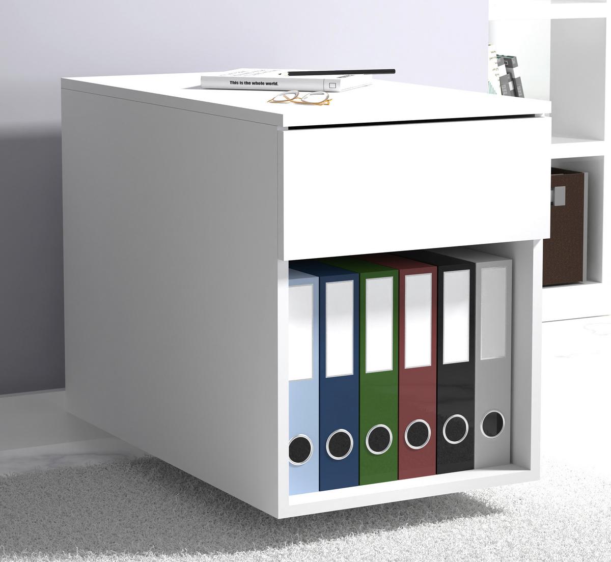 Rollcontainer Weiß Dalrosa 39x55x70 cm - Weiß, MODERN, Holzwerkstoff/Kunststoff (39/55/70cm) - MID.YOU
