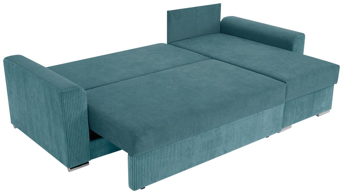 Ecksofa Diever Graublau S: 239x141 cm - Chromfarben/Graublau, Design, Textil (239/141cm) - Livetastic