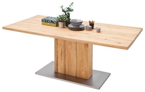 Esstisch Eiche Greta 180x90 cm Eichefarben/Edelstahlfarben - Edelstahlfarben/Eichefarben, Design, Holz/Holzwerkstoff (180/90/77cm) - Livetastic