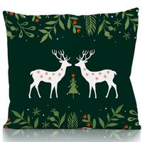 Díszpárnahuzat Reindeer Kb. 45/45cm - piros/erdőzöld, textil (45/45cm)