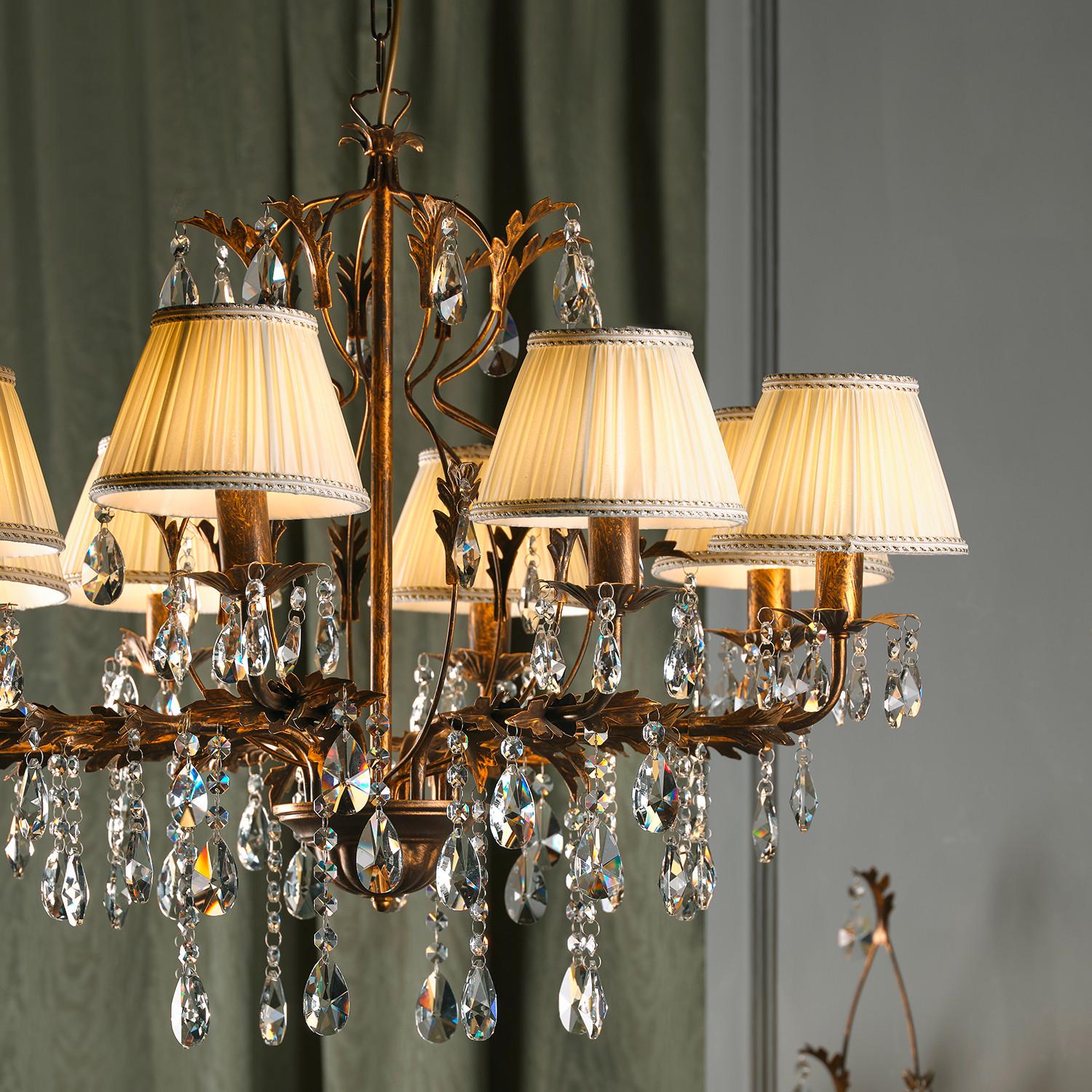 Kristall-Hängeleuchte 4669/8b - Bronzefarben, Design, Glas/Metall (80/105cm)