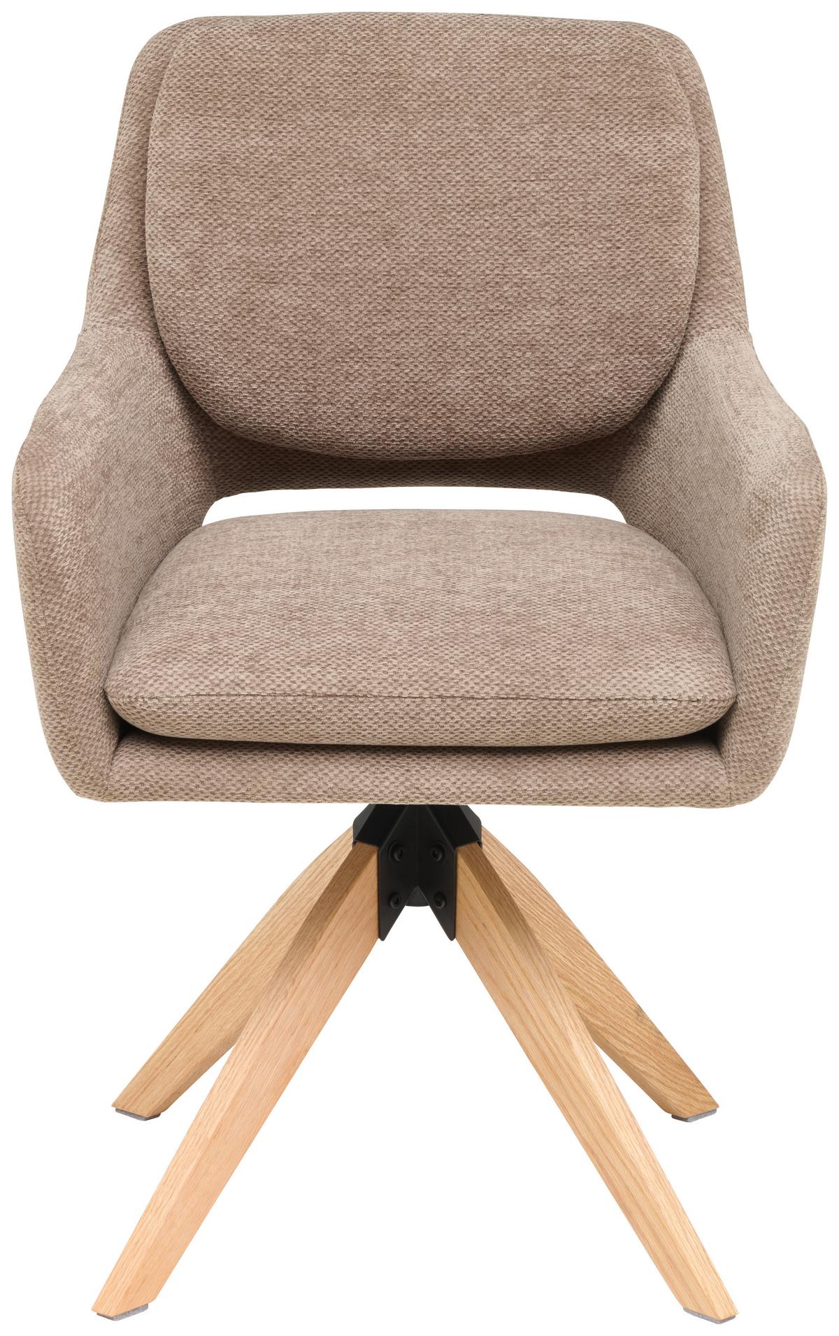 Armlehnstuhl Marley Webstoff Braun, B: 59 cm - Braun/Naturfarben, KONVENTIONELL, Holz/Textil (59/89/65cm) - Livetastic