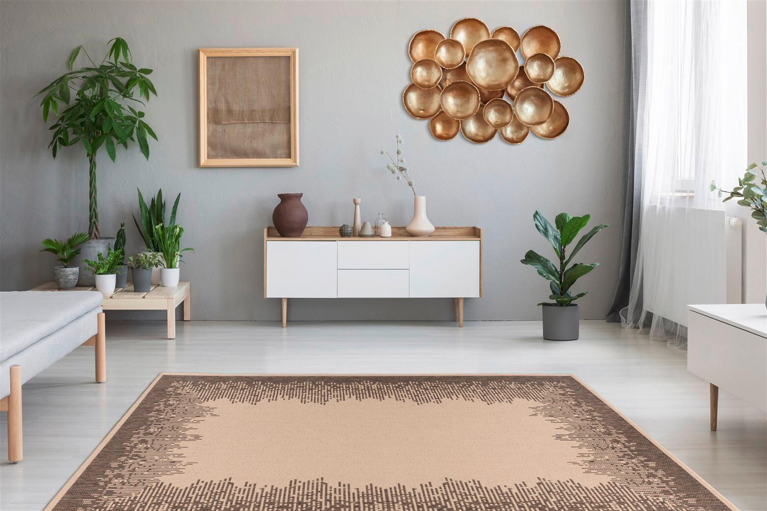 Flachwebteppich Splash 900 Braun/Creme, 200x290 cm - Creme/Braun, KONVENTIONELL, Textil (200/290cm)
