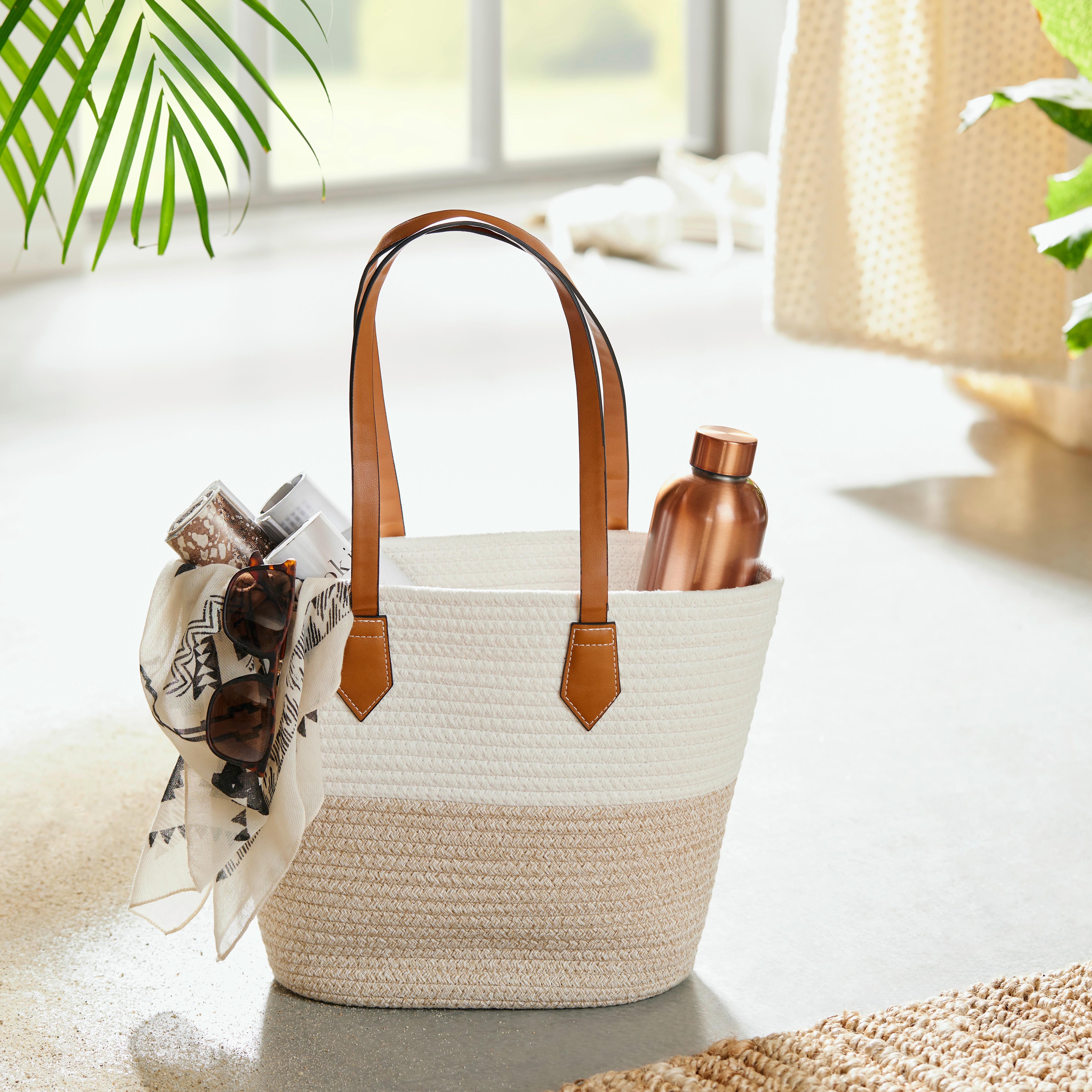 Strandtasche Sani - Creme/Weiß, Basics, Kunststoff/Textil - Luca Bessoni