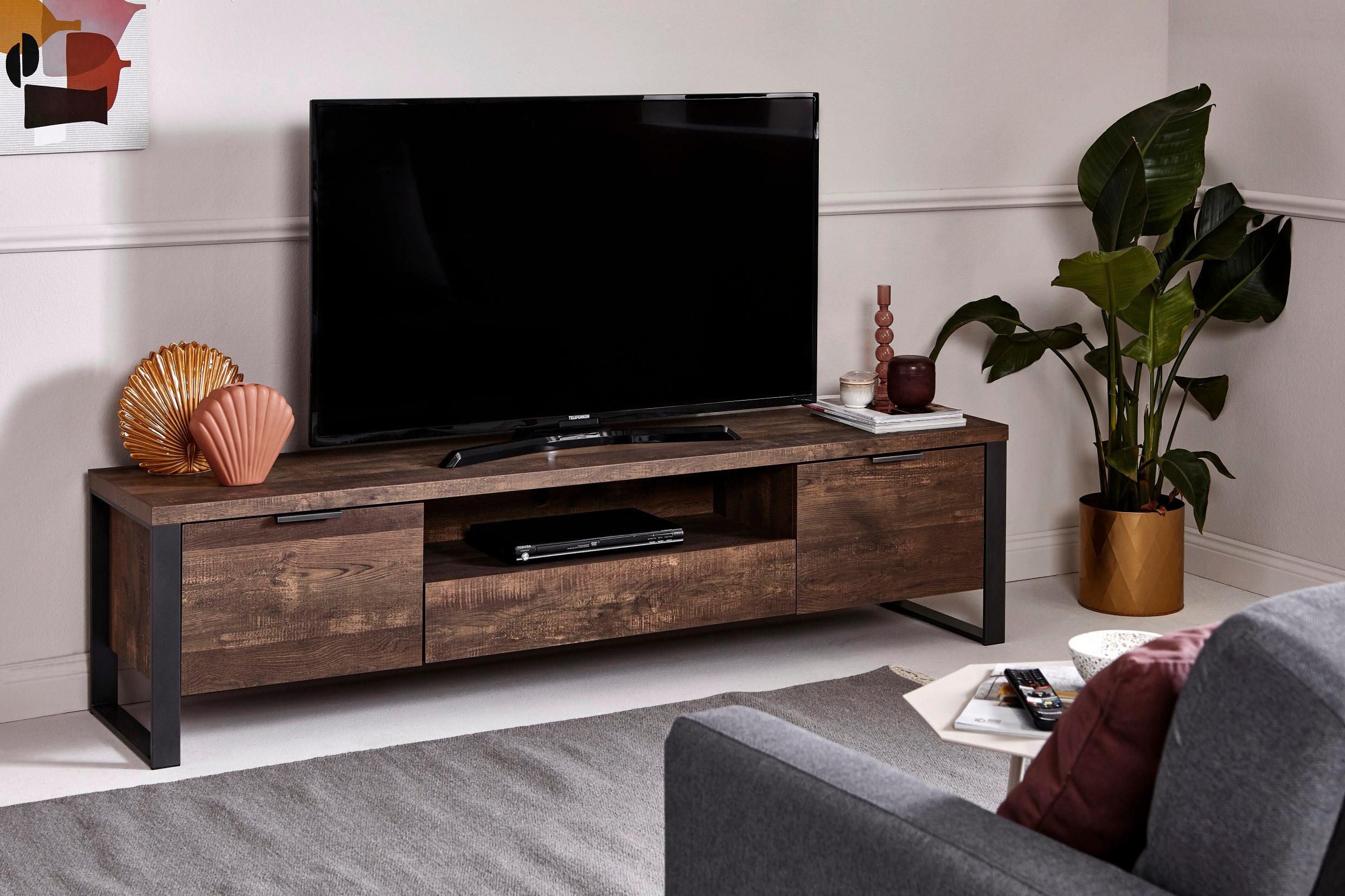 Lowboard Loop TV 180 B: 180 cm Vintage Eiche - Eichefarben/Anthrazit, KONVENTIONELL, Holzwerkstoff (180/45/40cm) - Livetastic