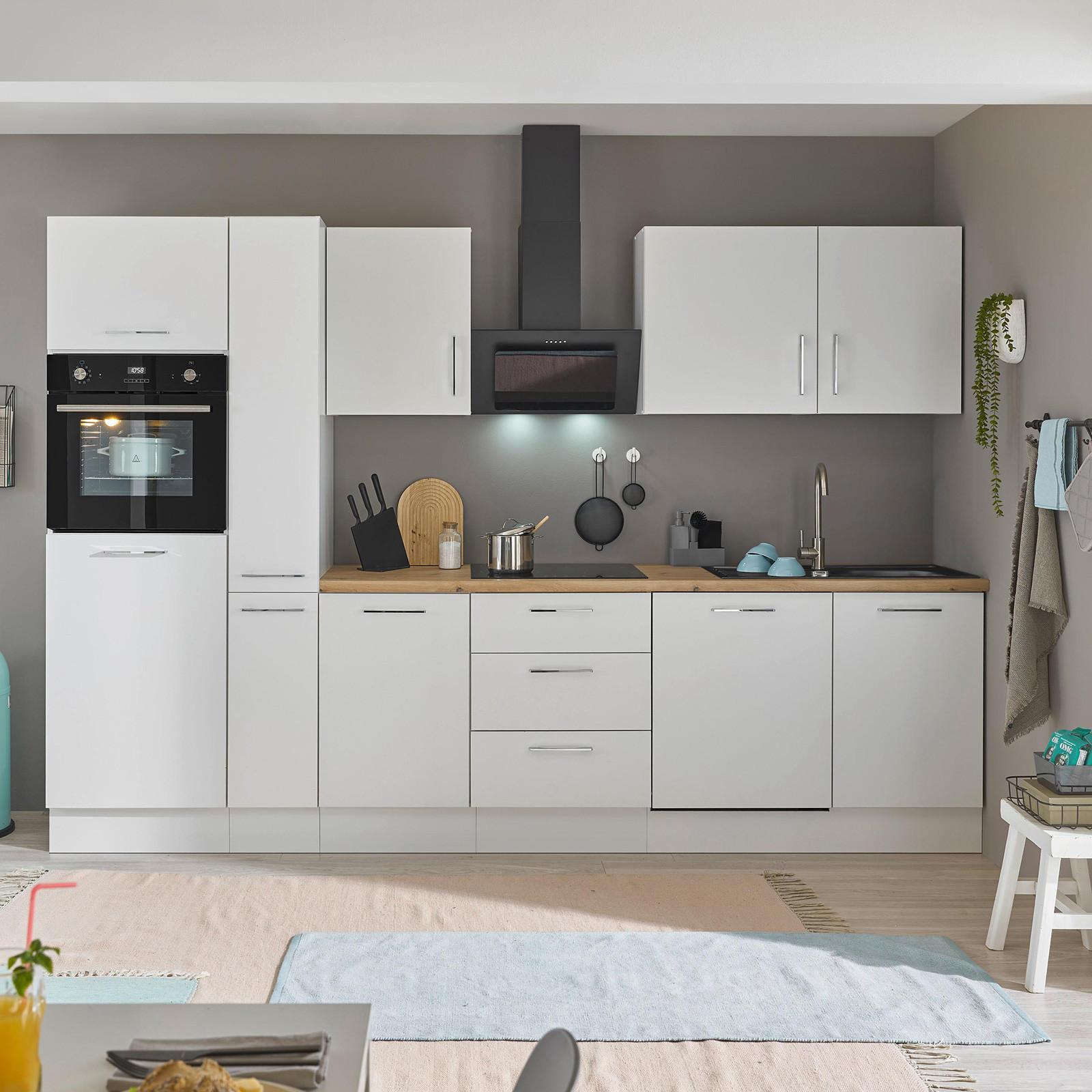 Küchenblock Turin Weiß/eiche Dekor B: 310 Cm - Weiß/Eiche Artisan, Basics, Holzwerkstoff (310cm) - MID.YOU