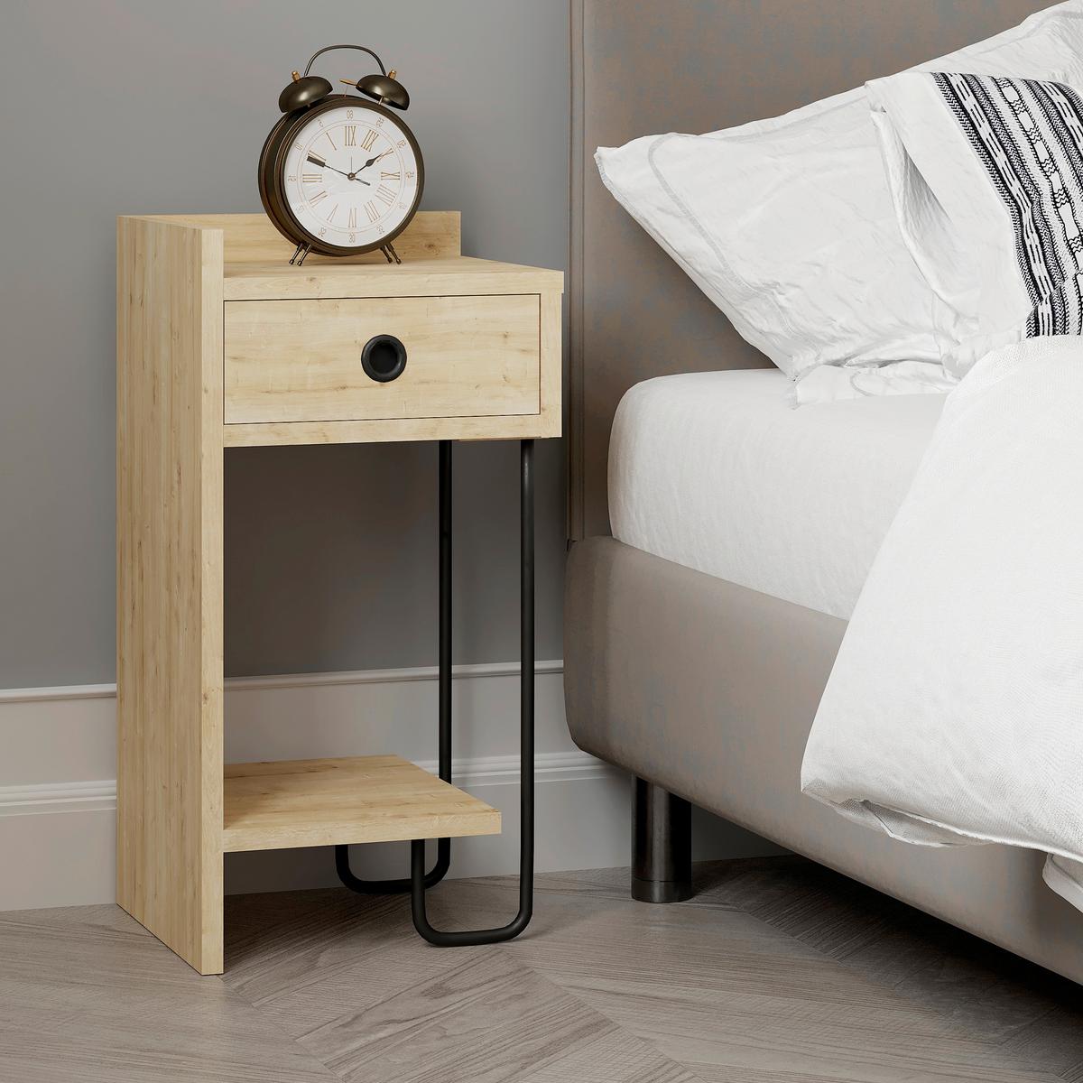 Kindernachtkästchen Sirius Eichefarben/schwarz B: 32 Cm - Eichefarben, Design, Holzwerkstoff (32/61/30cm) - Livetastic