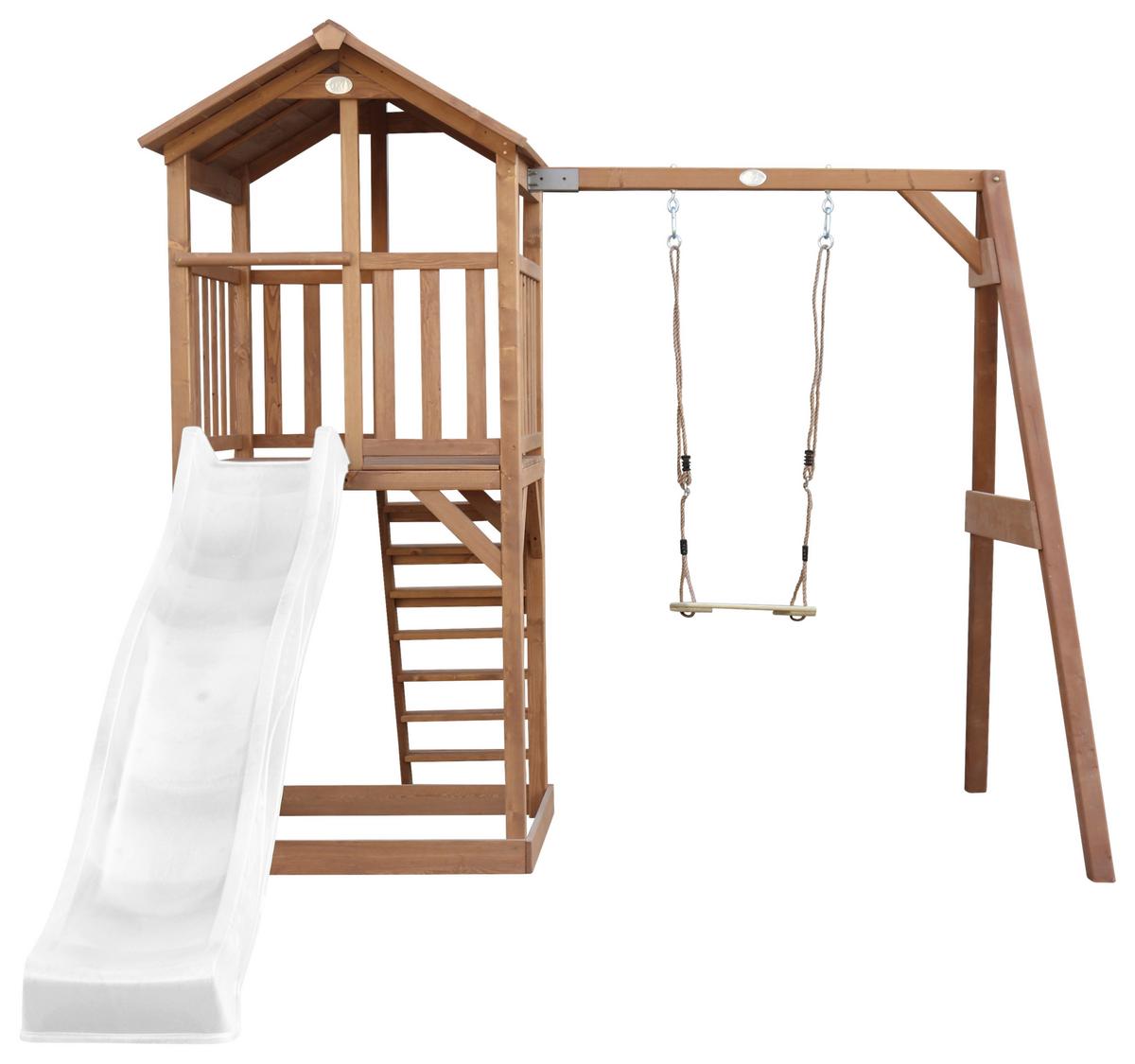 Spielturm A025.121.90 - Braun/Weiß, KONVENTIONELL, Holz/Kunststoff (283,6/241,9/349cm) - Ambia Garden