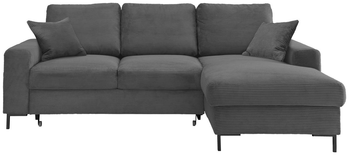 Eckschlafsofa Zona Grau S: 237x143 Cm - Schwarz/Grau, KONVENTIONELL, Textil (237/143cm) - Livetastic