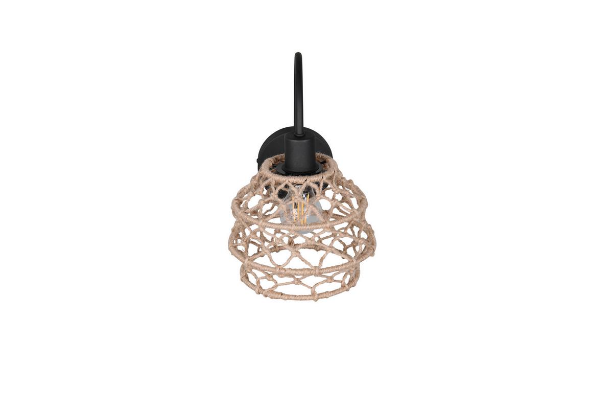 Wandleuchte Hive Naturfarben Schwarz L: 30,5 cm - Schwarz/Naturfarben, Natur, Textil/Metall (30,5/32/20cm)
