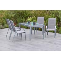 Gartengarnitur 5-tlg Di Lusso Aus Aluminium - Silberfarben/Braun, MODERN, Textil/Metall - Gardenson