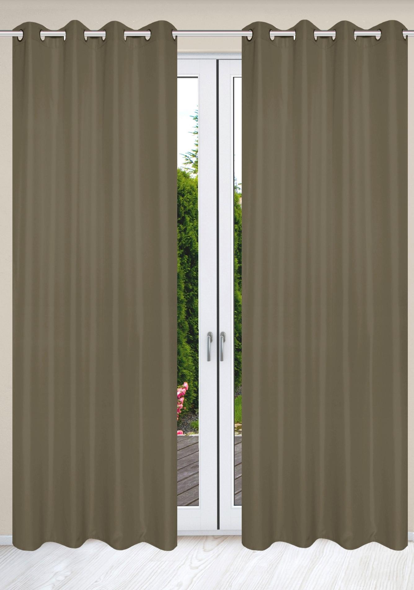 Ösenvorhang Atlantika Taupe B: 140 cm - Taupe, Basics, Textil (140cm)