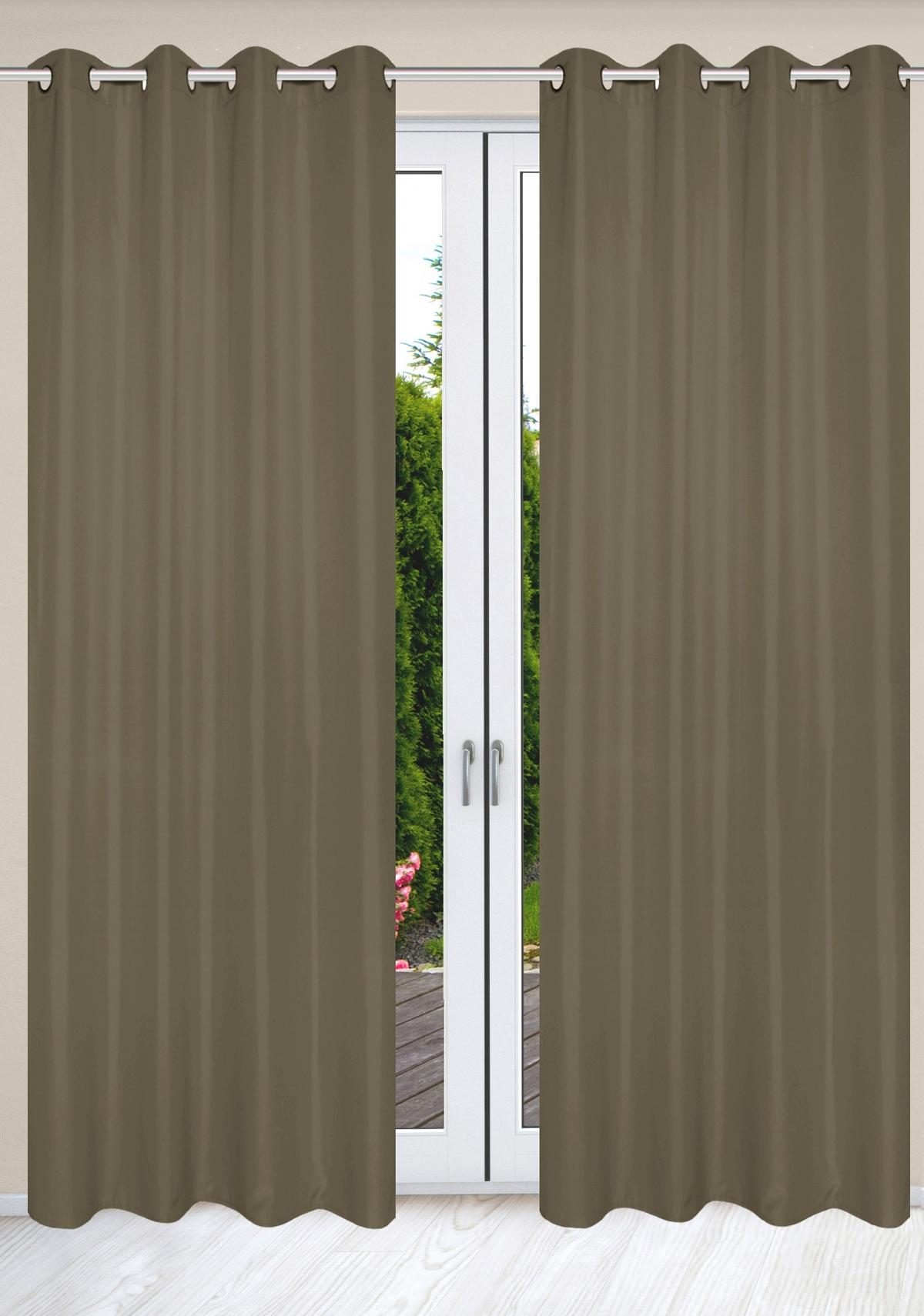 Ösenvorhang Atlantika Taupe B: 140 cm - Taupe, Basics, Textil (140cm)