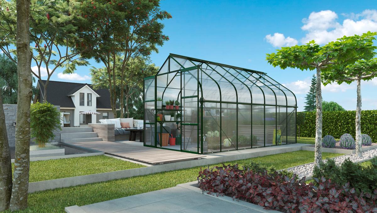 Gewächshausbausatz Diana 11500 Hkp4mm, Smaragd - Smaragdgrün, Basics, Kunststoff/Metall (263,5/254,5/445cm)