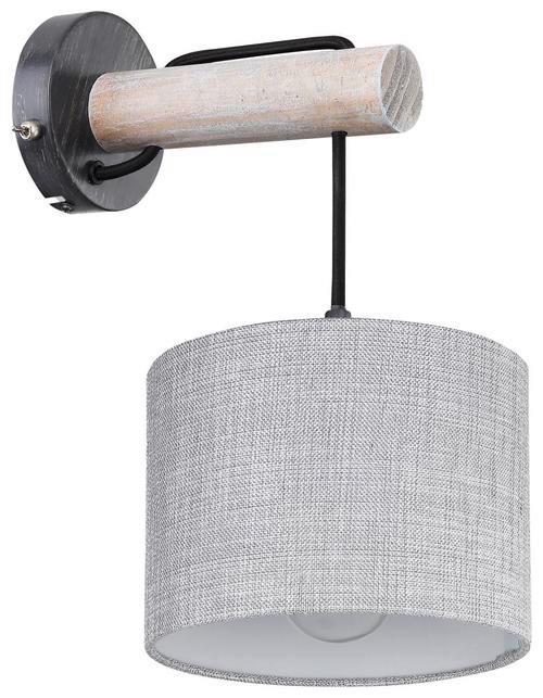Wandleuchte Roger 1-flammig Mit Textil-Schirm + Schalter - Schwarz/Grau, Natur, Holz/Textil (18/25,5/33,5cm) - Globo