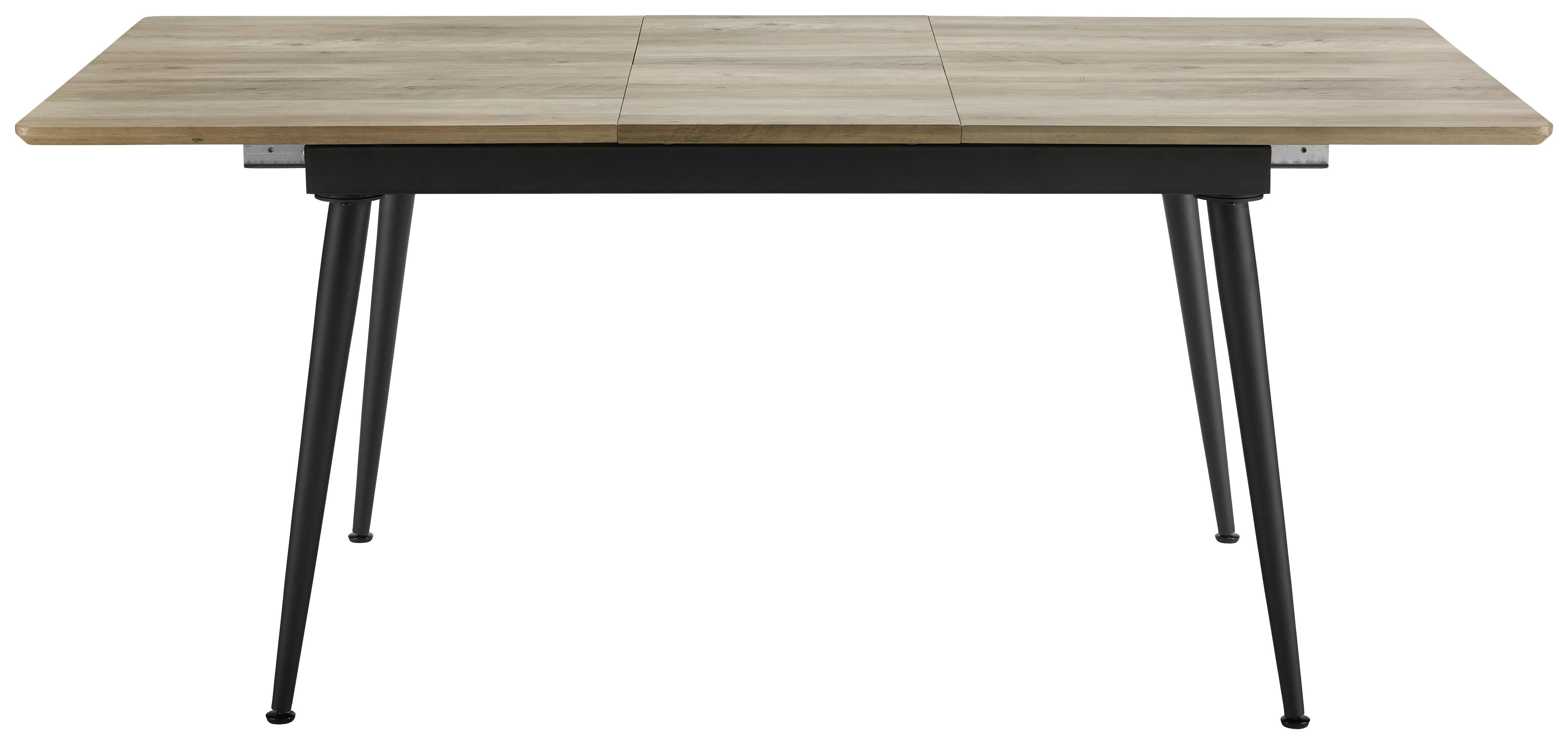 Rozkládací Stůl Vivian 140-180x90 Cm - černá/barvy dubu, Moderní, kov/dřevo (140-180/90/76cm) - Modern Living