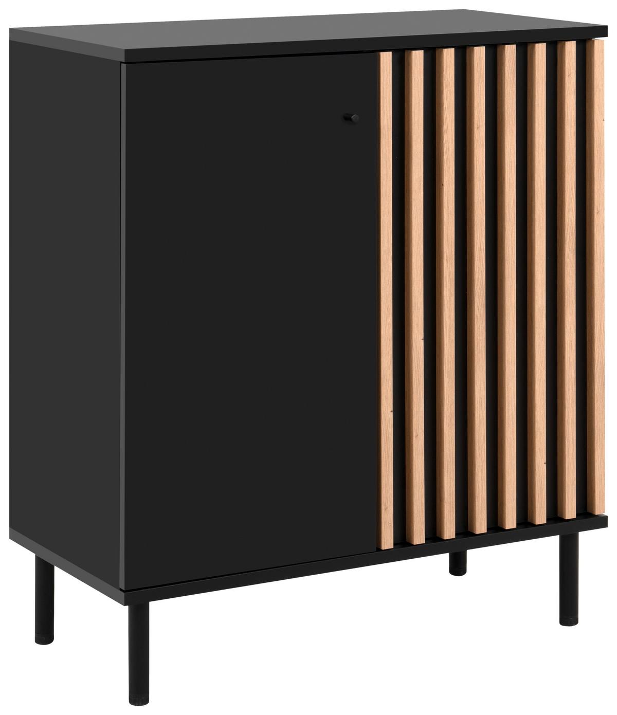 Kommode Monza 01d - Schwarz/Eiche Artisan, Design, Holzwerkstoff (80/90/40cm) - Livetastic