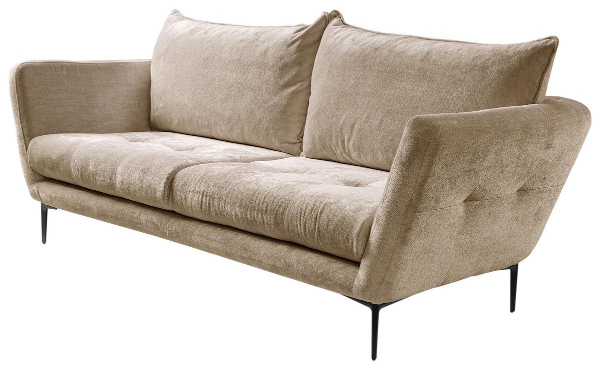 Sofa Ankona Beige/schwarz, 225 Cm - Beige/Schwarz, Design, Textil (225/86/95cm) - MID.YOU
