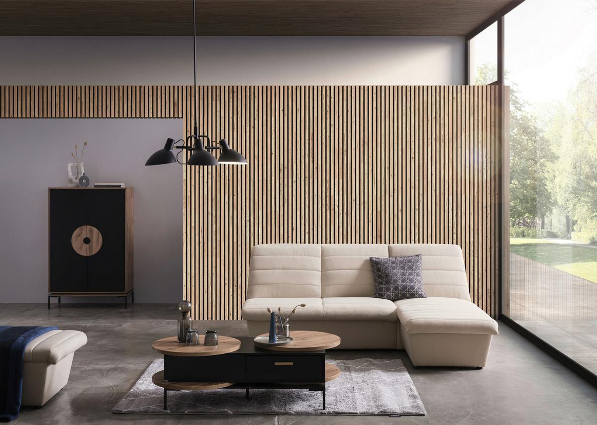 Ecksofa Looks Viii - Creme/Schwarz, Design, Textil (214/168cm) - LOOKS by W.Joop
