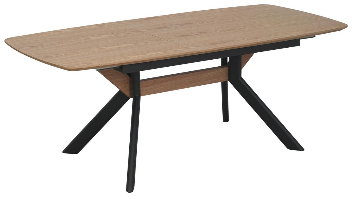 Esstisch Riga Naturfarben/SchwarzL:160-200cm - Schwarz/Naturfarben, MODERN, Holzwerkstoff/Metall (160/200/95/76cm) - Livetastic